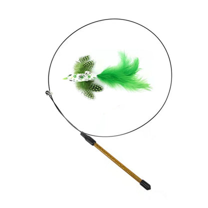 Simulation Bird Interactive Funny Cat Stick Toy Furry Feather Bird With Bell Sucker Cat Stick Toy Kitten Playing Toy - Hiccupzz