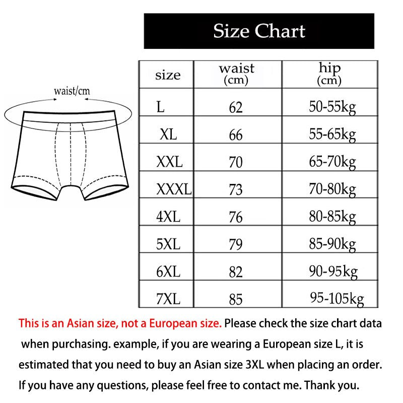 6pcs/Lot 7XL 100%Cotton Men's Underwear