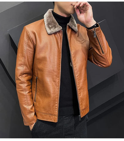 Men's Vintage Brown Leather Jacket - Hiccupzz
