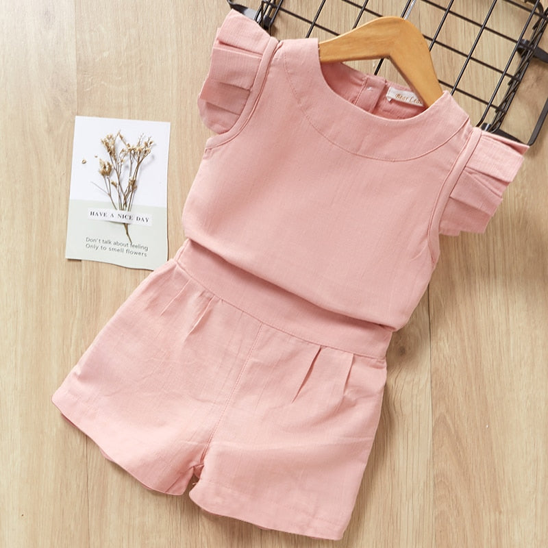 Kids Girls Clothing Sets Summer New Style Brand  Baby Girls Clothes Short Sleeve T-Shirt+Pant Dress 2Pcs Children Clothes Suits