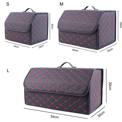 Car Trunk Organizer Box Large Capacity Auto Multiuse Tools Storage Bag Stowing Tidying Leather Folding For Emergency Storage Box - Hiccupzz