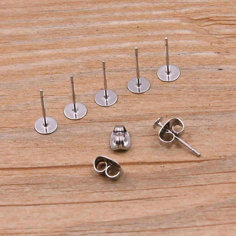 100pcs/lot Steel Stainless Steel Earring Studs for DIY Jewelry Making