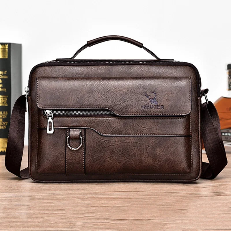 Men's PU Leather Shoulder Bag for 9.7'' iPad - Business Crossbody Messenger Travel Bag