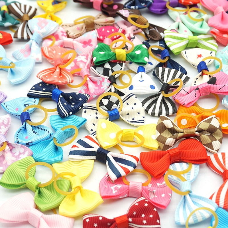 100 pieces Pet Ribbon Hair Accessories