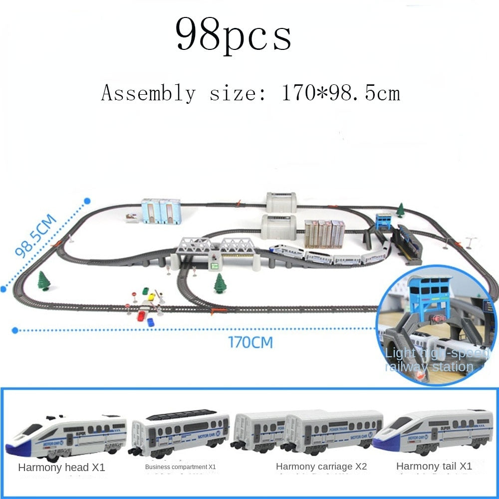 Electric High Speed Train Model Railway Track Harmony Rail Toy DIY Set