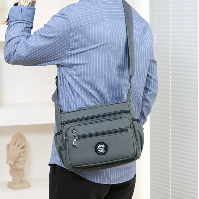 Men's Messenger Bag - Small Waterproof Oxford Crossbody Sling Pack