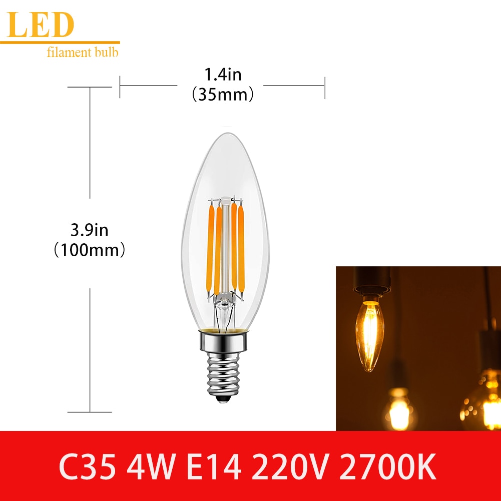 LED Filament Light Bulb Clear Glass Ampoule