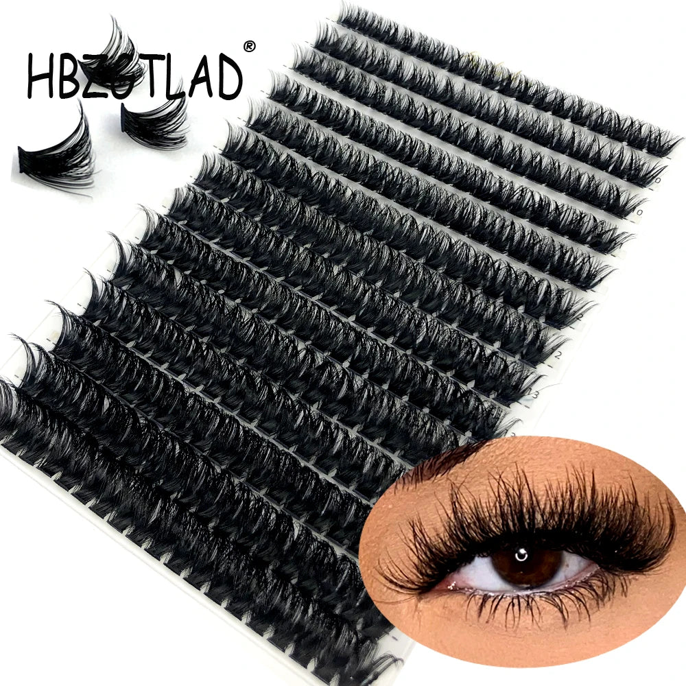 Mixed Tray Individual Lashes (30D, 40D, 60D, 80D) - 3D Russian Volume Eyelashes, Soft Natural Mink Lash Clusters, False Eyelashes