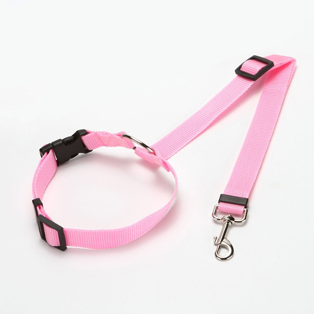 Two-in-one Nylon Adjustable Dogs Harness Collar Pet dog Accessories Pet Car Seat Belt Lead Leash Backseat Safety Belt