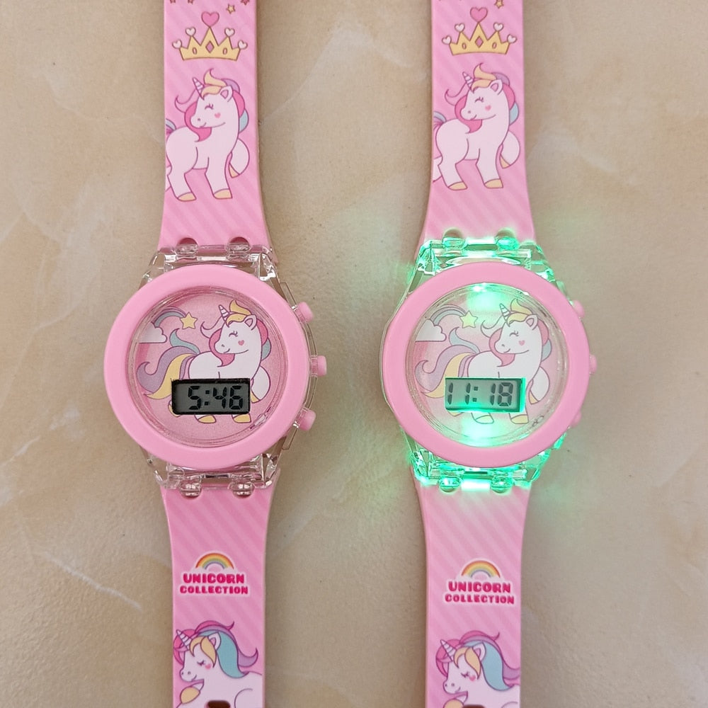 Children Cartoon Digital Flash Light Watches for Girls