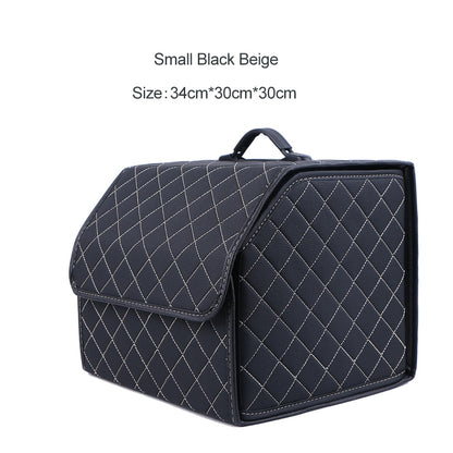 Car Trunk Organizer Box Large Capacity Auto Multiuse Tools Storage Bag Stowing Tidying Leather Folding For Emergency Storage Box - Hiccupzz