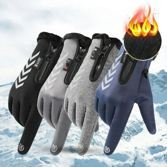 Men's Winter Waterproof Cycling Gloves - Touch Screen, Fleece, Non-slip, Warm Full Finger Gloves