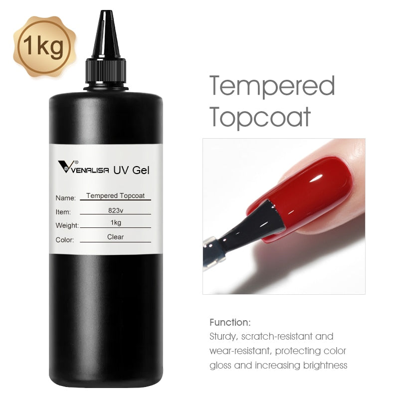 Long Wear Tempered Top Coat Reinforce Gel, Big Volume 225g/30ml Base Gel