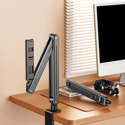 Foldable Tablet/Phone Holder – Adjustable Aluminum Alloy Stand with 360° Rotation, Bed & Desk Mount for 4–12.9 Inch Devices (iPad, iPhone, Tablets, Smartphones)