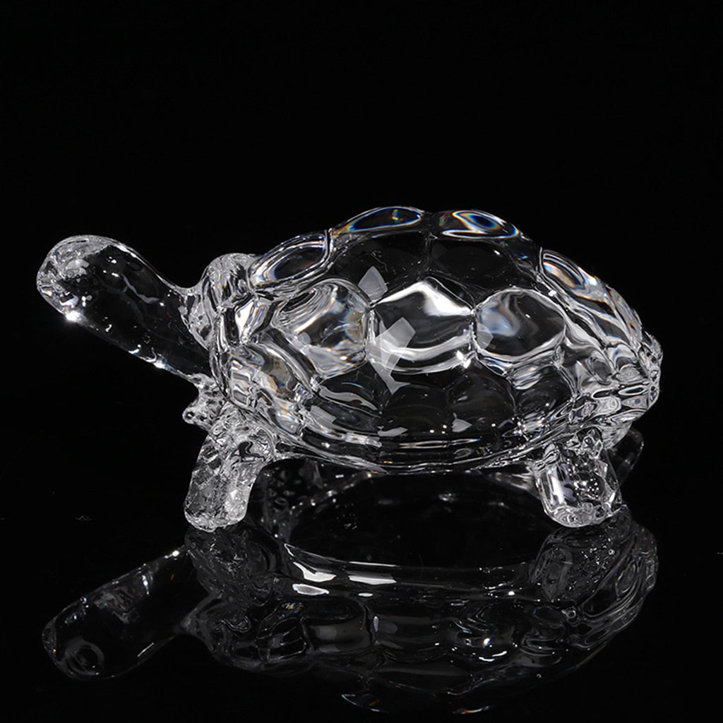 Crystal Turtle Figurine Miniature Tortoise Statue Chinese Lucky Feng Shui Ornament for Home Office Desk Decoration Accessories