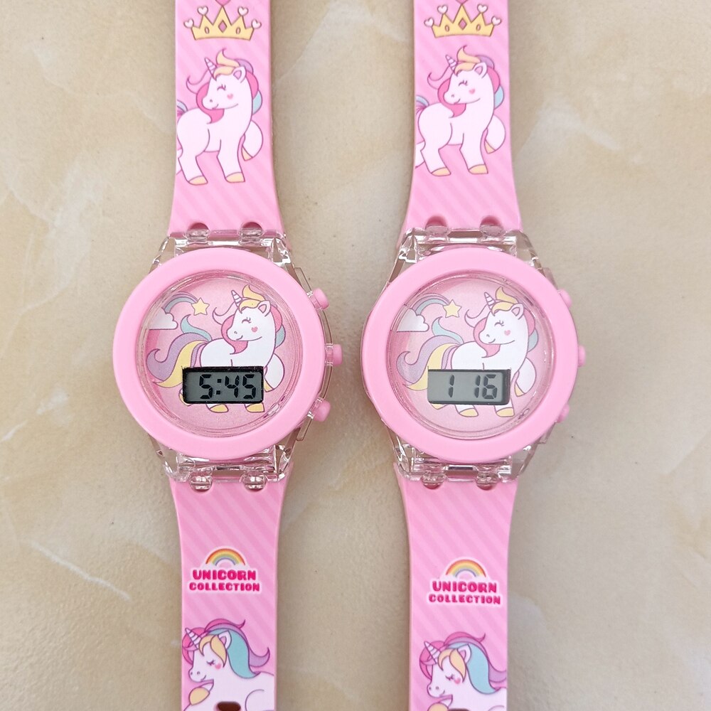 Children Cartoon Digital Flash Light Watches for Girls