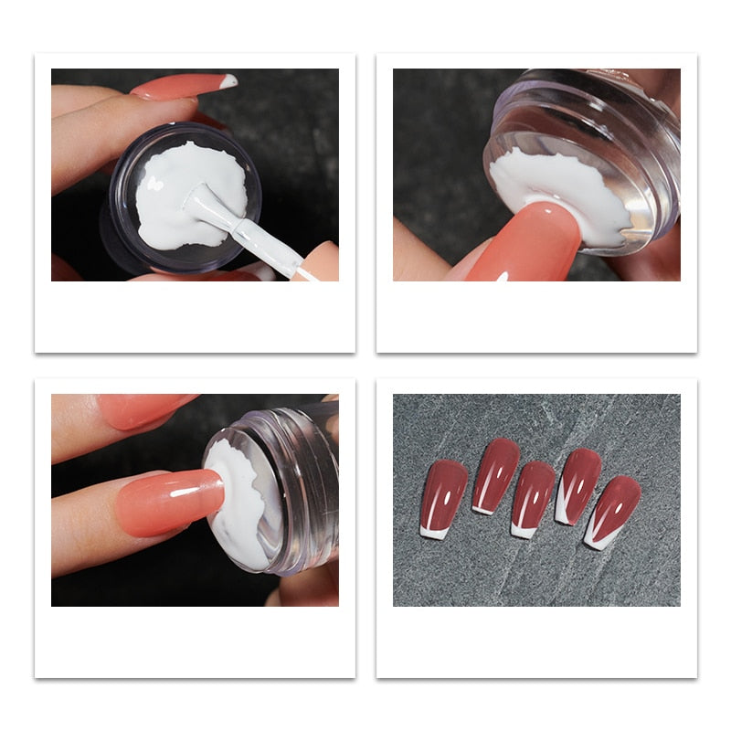 Transparent Nail Stamper with Scraper 2pcs Jelly Silicone Stamp for French Nails