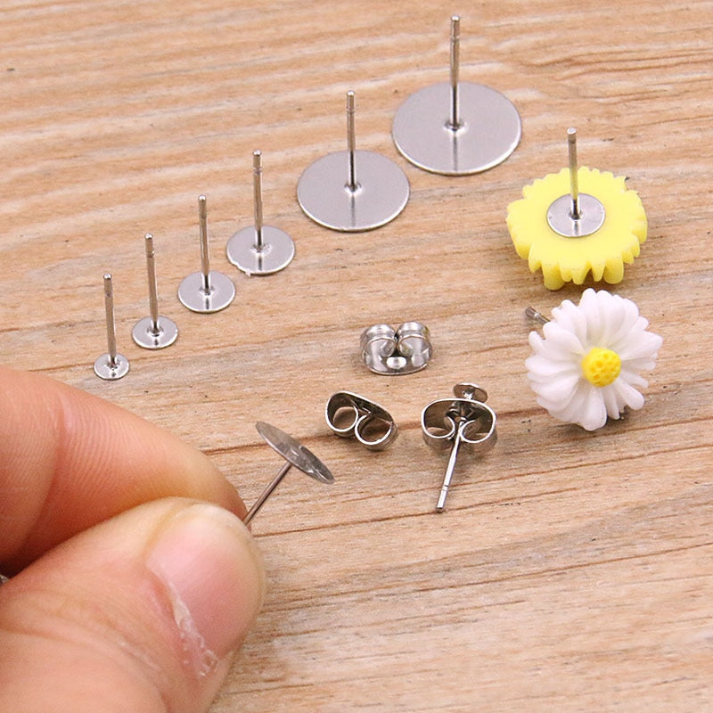 100pcs/lot Steel Stainless Steel Earring Studs for DIY Jewelry Making