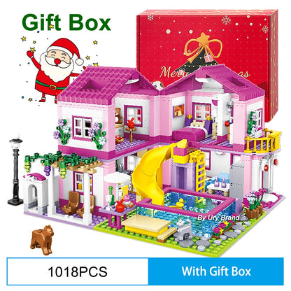 Friends City House Summer Holiday Villa Castle Building Blocks Sets Figures Swimming Pool DIY Toys for Kids Girls - Hiccupzz