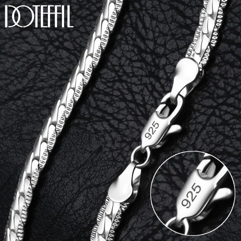 925 Sterling Silver Chain Necklace & Bracelet - 6mm Side Chain, 8-24 Inch, Fashion Jewelry