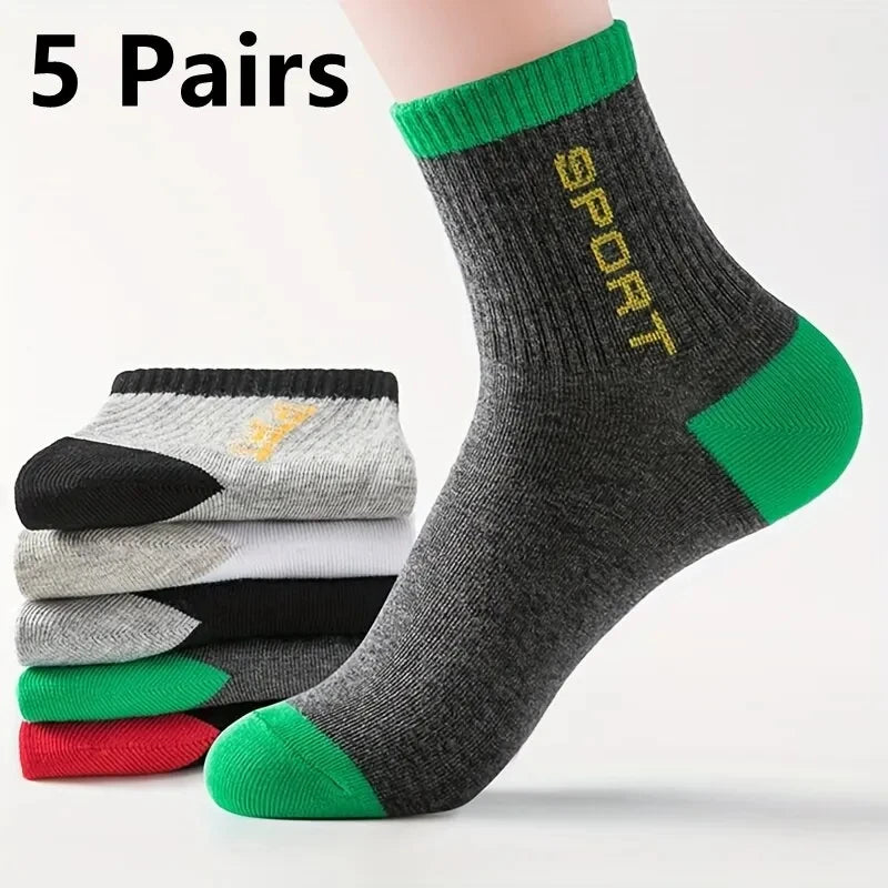 10 Pairs Breathable Cotton Sports Socks - Bamboo Fiber Sweat-Absorbing Deodorant Socks