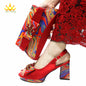 Appliques Specials Italian Design Nigerian Women Shoes Matching Bag Set in Red Color INS Hot Sale Sandals - Hiccupzz