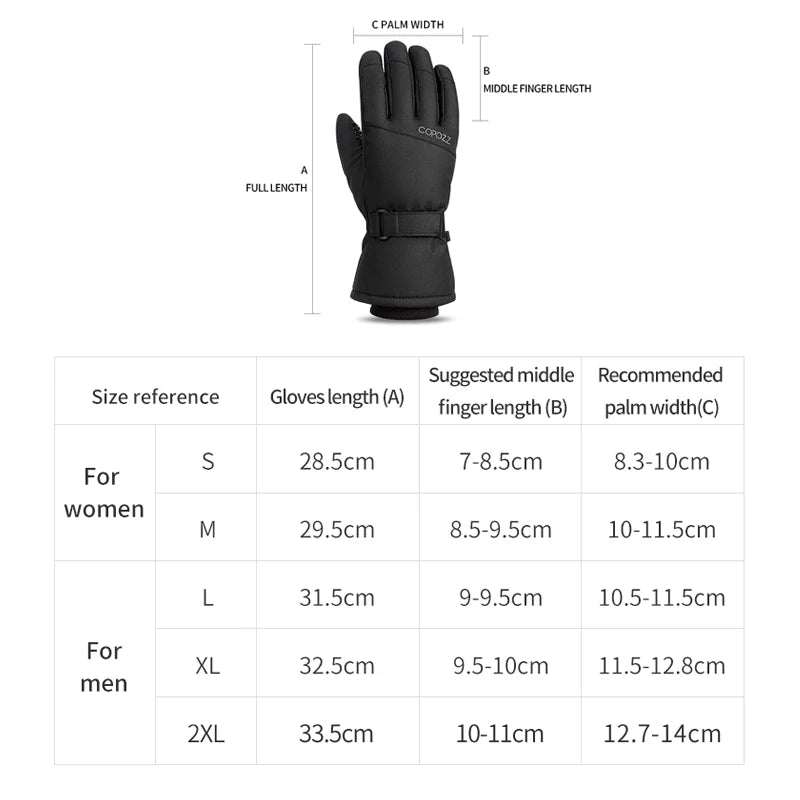 Copozz Winter Ski Gloves - Waterproof, Ultralight Snowboard Gloves for Men & Women