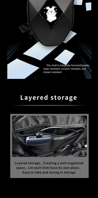 Motorcycle Backpack with LED EYE - DIY Riding Bag with APP Control, Hard Shell, Rainproof, Fits 14-Inch Notebook - Hiccupzz