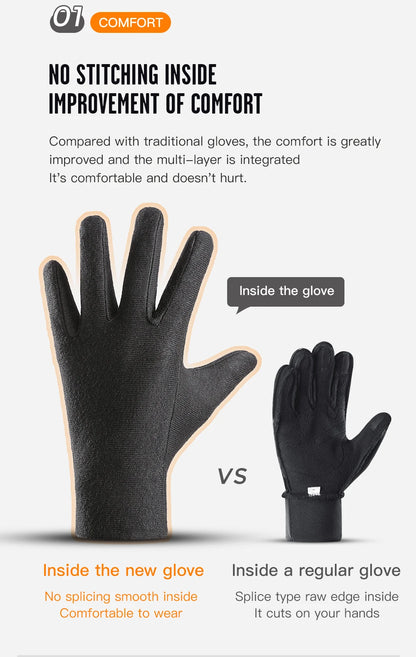 3M Black Waterproof Winter Gloves - Warm Cycling, Outdoor Sports