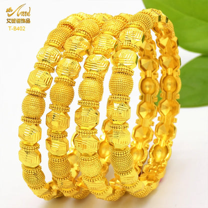 Dubai 24K Gold Color Bracelets for Women - Luxury Designer Indian Bangles, African Arabic Wedding Bridal Jewelry - Hiccupzz