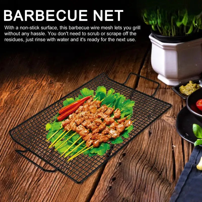 Stainless Steel Wire Mesh Grill BBQ Net Non-Sticky For Vegetables Portable Barbecue