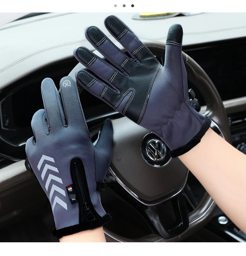 Men's Winter Waterproof Cycling Gloves - Touch Screen, Fleece, Non-slip, Warm Full Finger Gloves