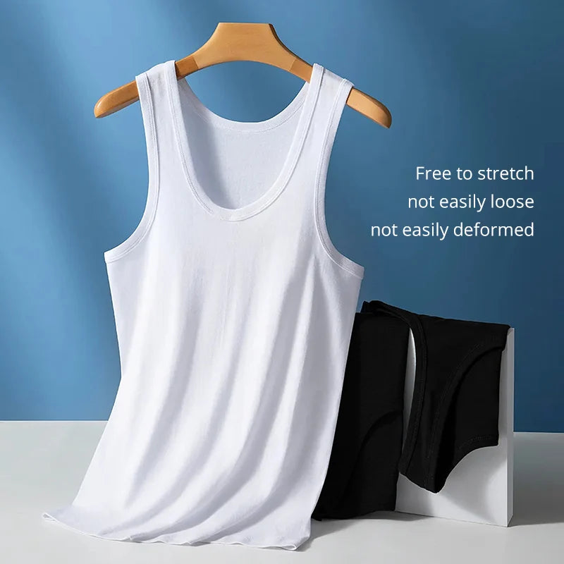 Men's Pure Cotton Fitted Vest - Summer Sleeveless Training T-Shirt