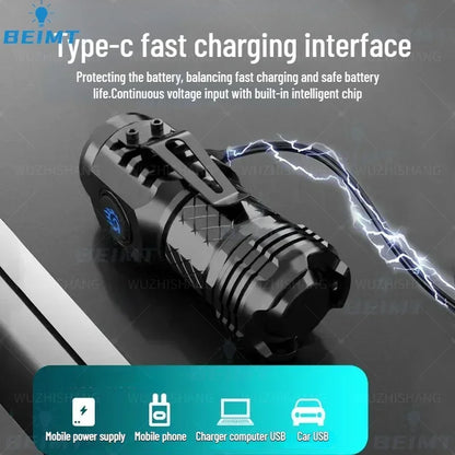 High Quality 3*SST20 LED Flashlight 18350 Super Bright Torch Rechargeable USB Light Waterproof with CAP CLIP for Hiking Camping - Hiccupzz