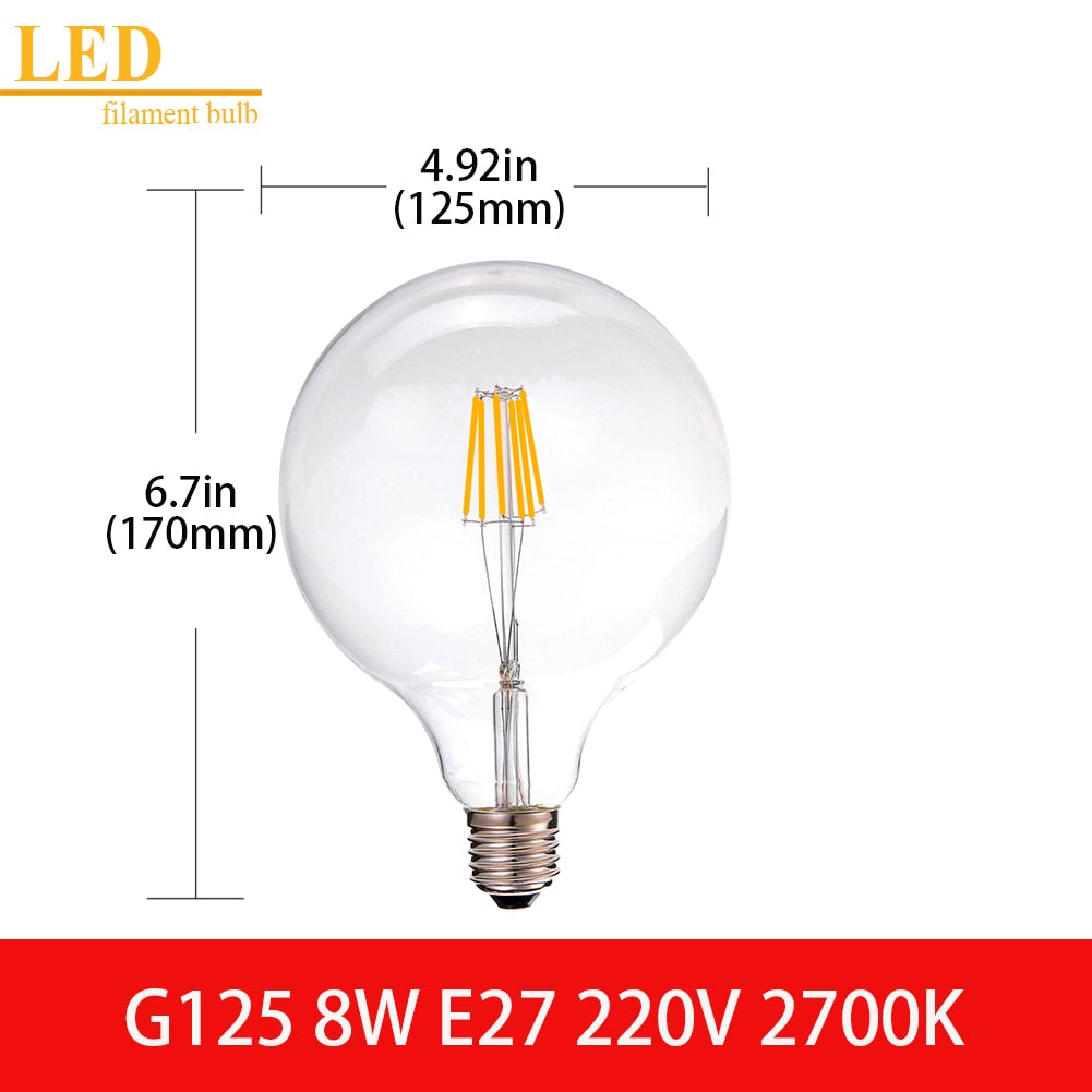 LED Filament Light Bulb Clear Glass Ampoule