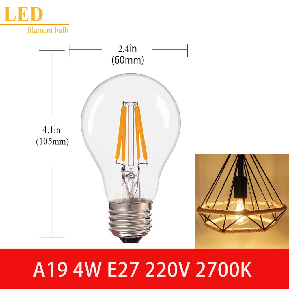 LED Filament Light Bulb Clear Glass Ampoule