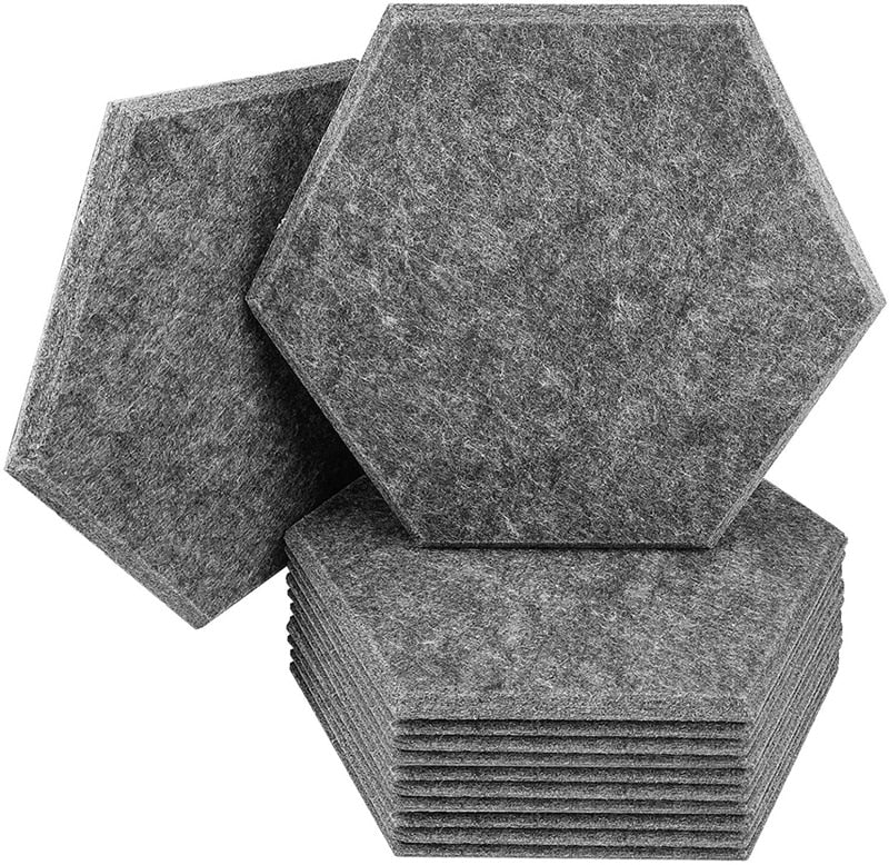 12Pcs High Density Hexagon Studio Acoustic Panels Self-adhesive Sound Absorbing Wall Panel KTV Drum Room Soundproof Pad Stickers