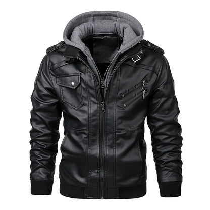 Men's Leather Jacket Autumn PU Biker Coat Casual Motorcycle Style EU Size - Hiccupzz