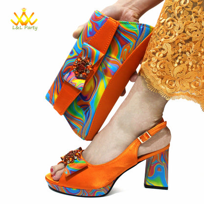 Appliques Specials Italian Design Nigerian Women Shoes Matching Bag Set in Red Color INS Hot Sale Sandals - Hiccupzz