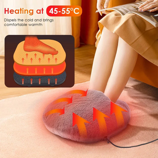 Electric Foot Warmer Heater - Constant Temperature Heating Pad, Soft Velvet Washable Winter Foot Warmer