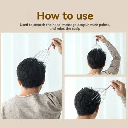 Octopus Head Massager - Stainless Steel Scalp Scratcher and Brain Massage Claw for Relaxation and Itch Relief