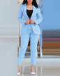 Casual Long Sleeve Suit Jacket Pants Set Office Lady Spring Autumn Two-Piece Outfit - Hiccupzz