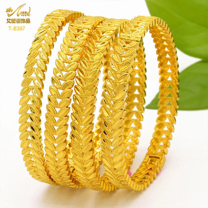 Dubai 24K Gold Color Bracelets for Women - Luxury Designer Indian Bangles, African Arabic Wedding Bridal Jewelry - Hiccupzz