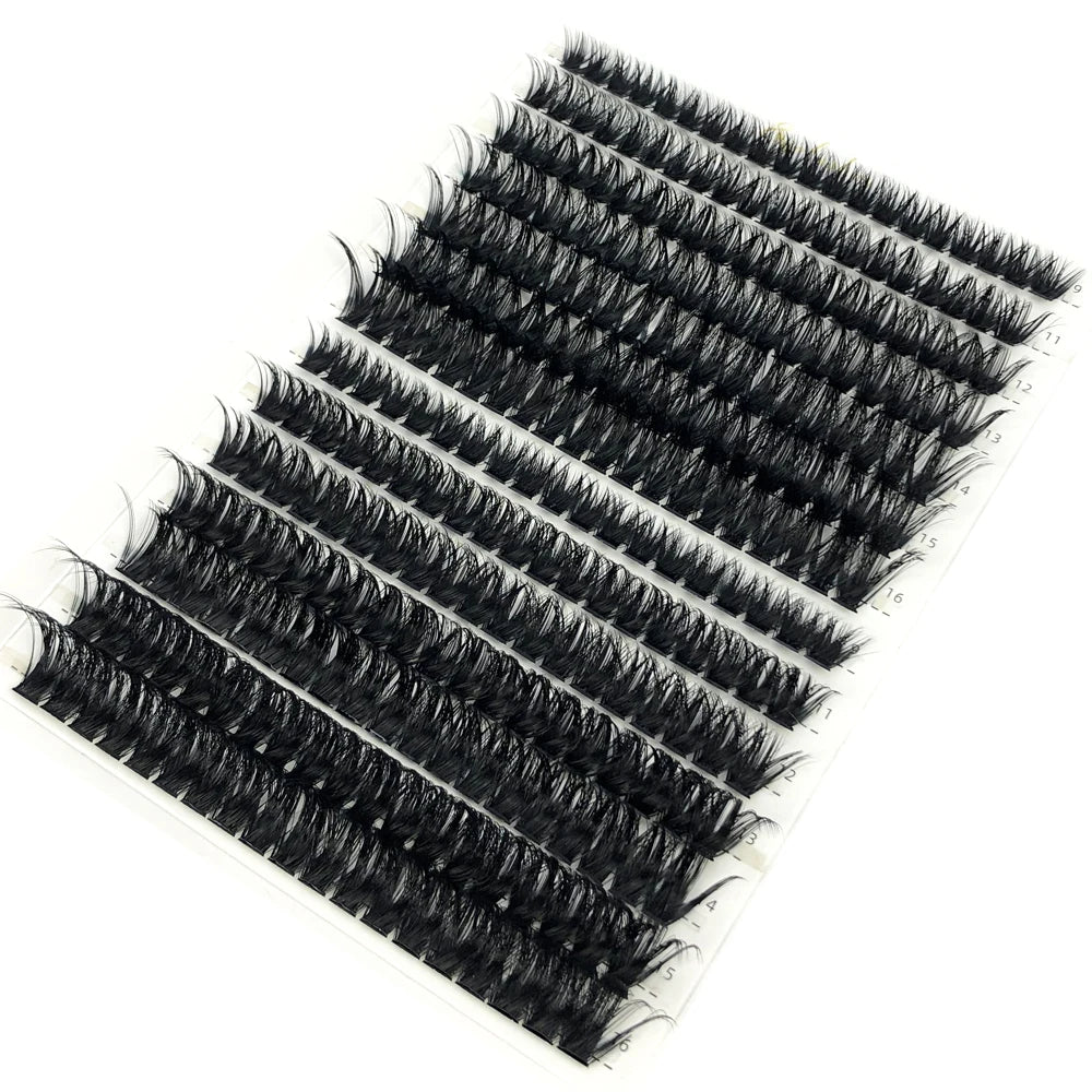 Mixed Tray Individual Lashes (30D, 40D, 60D, 80D) - 3D Russian Volume Eyelashes, Soft Natural Mink Lash Clusters, False Eyelashes