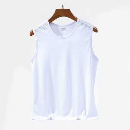 Men's Ice Silk Mesh Tank - Transparent Gym Stringer Bodybuilding Vest - Hiccupzz