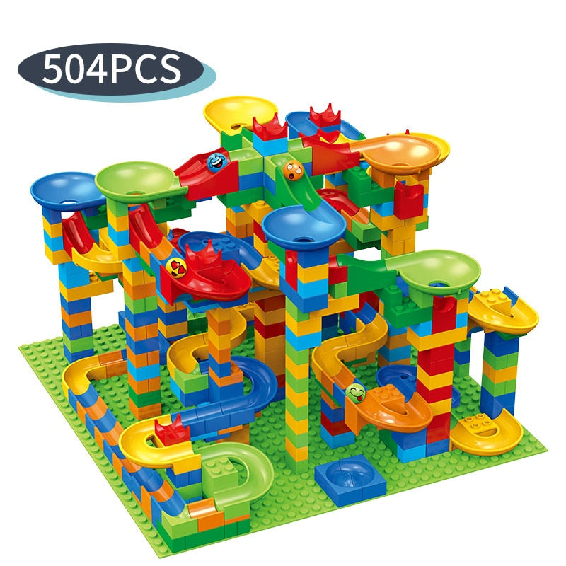 Marble Run Race and Small Size Building Blocks DIY Toys