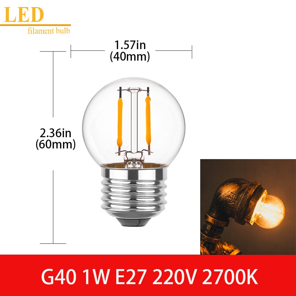 LED Filament Light Bulb Clear Glass Ampoule