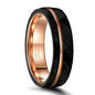 Tigrade 4mm 6mm 8mm Black Tungsten Rings for Men Women Thin Rose Gold Groove Hammered Wedding Band Ring Comfort Fit Size 5-14 - Hiccupzz