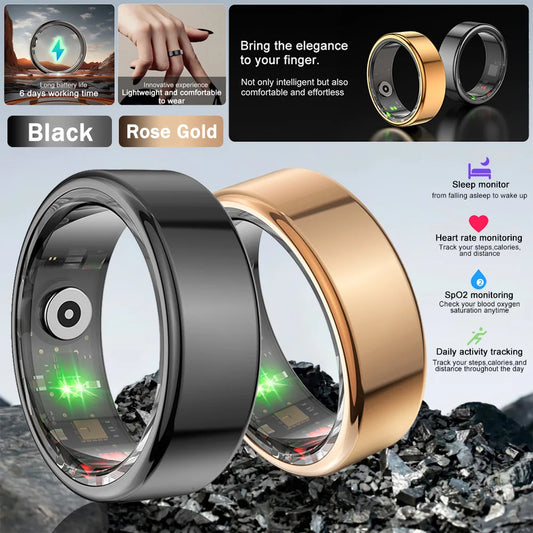 2024 NEW R02 Smart Ring Multifunctional Step Health Tracker Heart Rate Blood Oxygen Monitor Waterproof Men Women Sleep Fitness