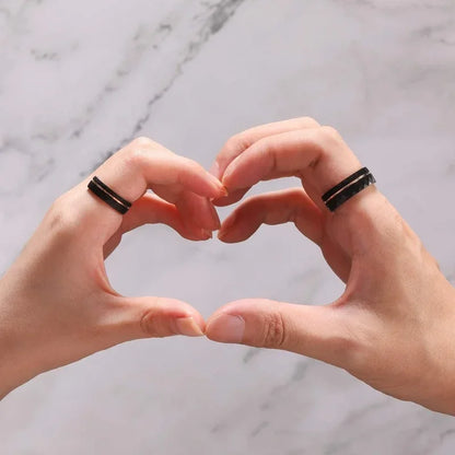 Tigrade 4mm 6mm 8mm Black Tungsten Rings for Men Women Thin Rose Gold Groove Hammered Wedding Band Ring Comfort Fit Size 5-14 - Hiccupzz